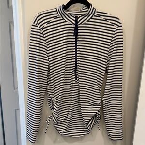 Carve Designs Navy and White Striped Swim Coverup